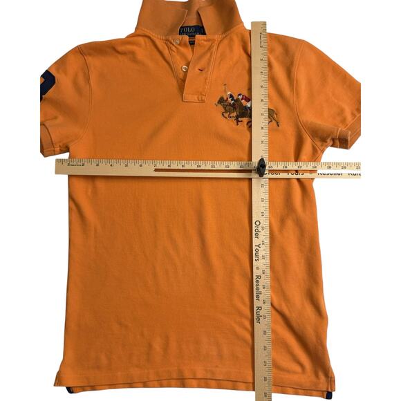 Polo Ralph Lauren Orange Custom Slim Fit Mesh Shirt SM Embroidered Triple-Pony - Picture 13 of 13
